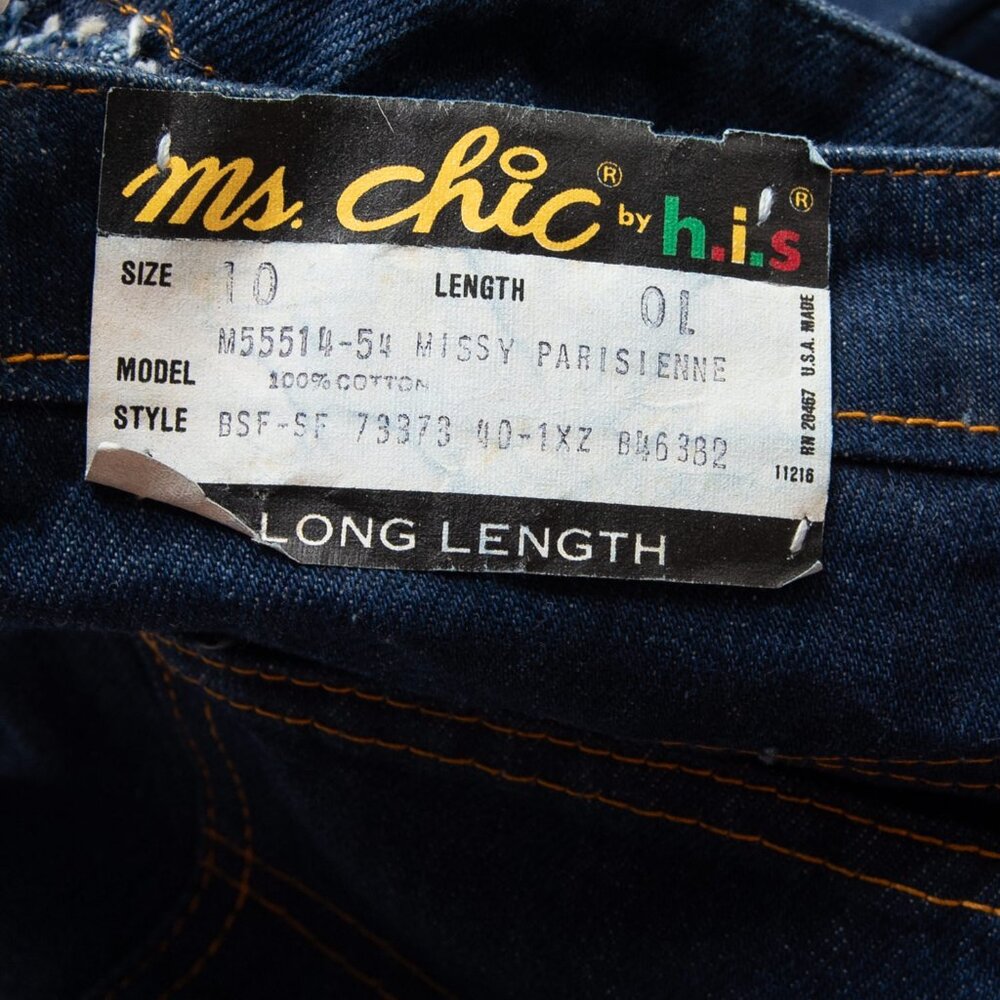 Vintage Ms. Chic By H.I.S. Jeans Parisienne Deadstock 80s Denim Blue 10 Long New - Picture 5 of 10
